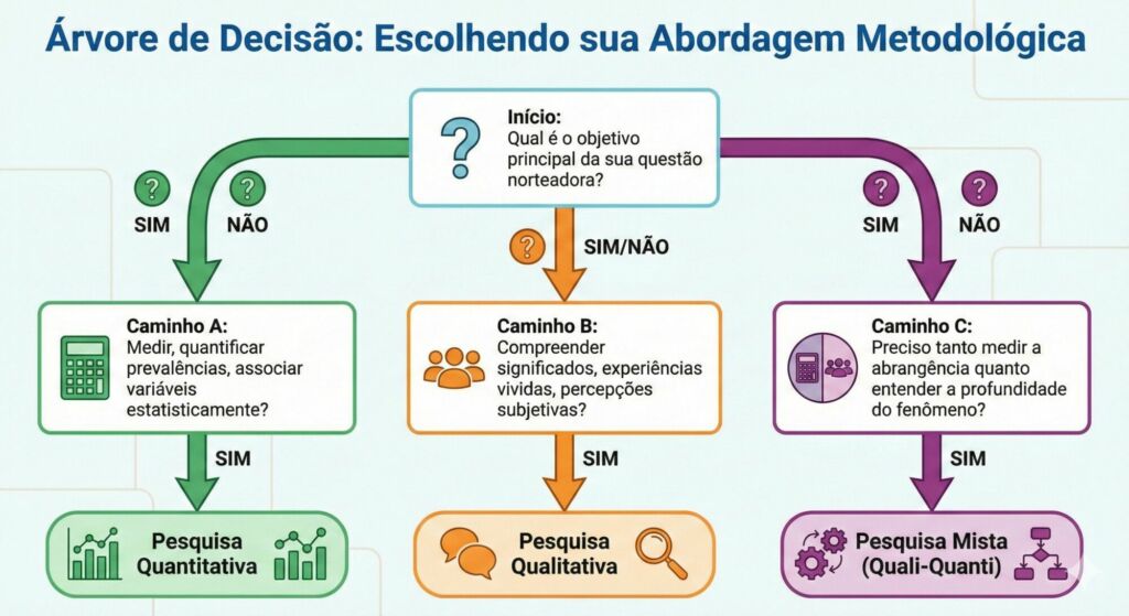 Árvore de Decisão: "Escolhendo sua Abordagem Metodológica na tese de mestrado"