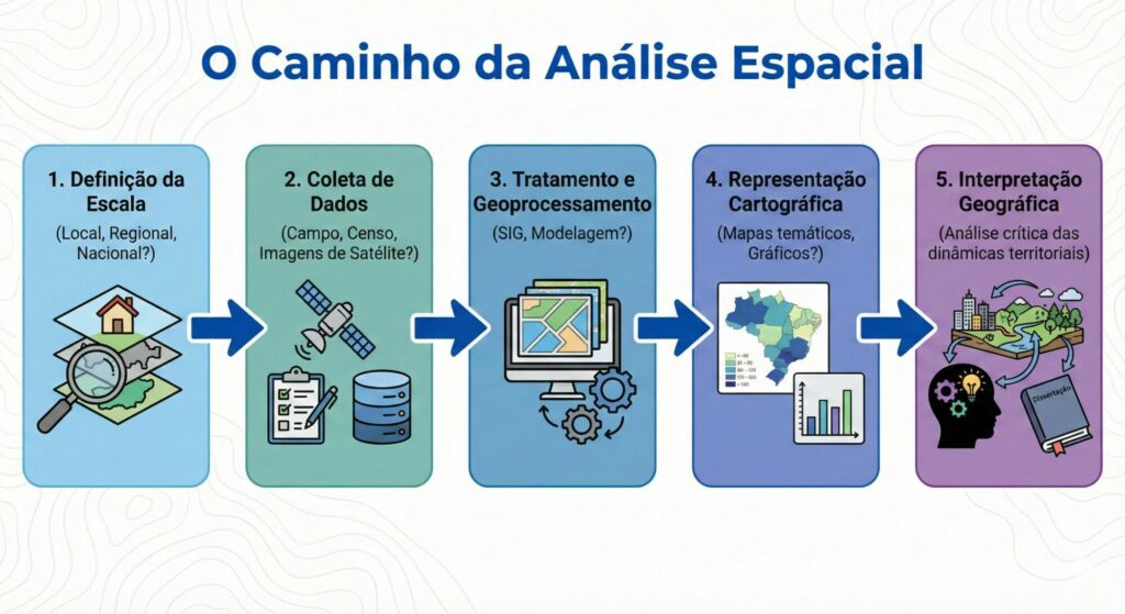 Infográfico de Fluxo: "O Caminho da Análise Espacial na Dissertação de Mestrado"