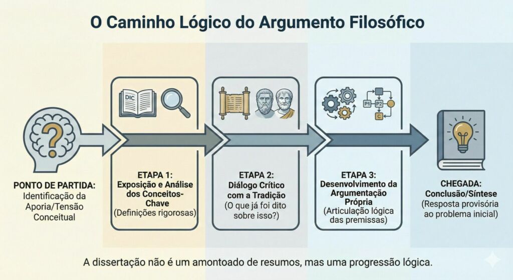 Diagrama de Fluxo: "O Caminho Lógico do Argumento na Tese de Mestrado"