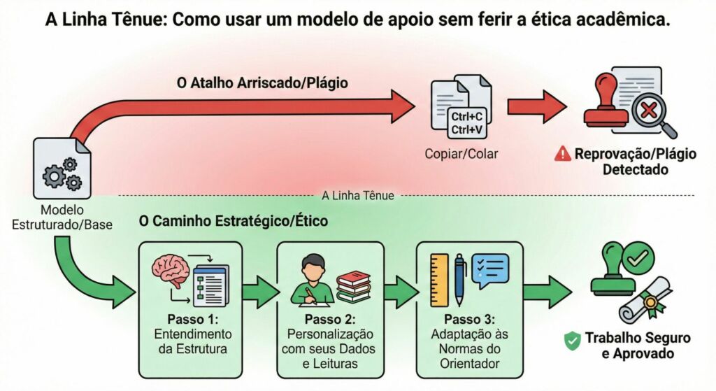 Infográfico mostrando O Uso Ético do Modelo de Apoio da dissertação de mestrado pronta