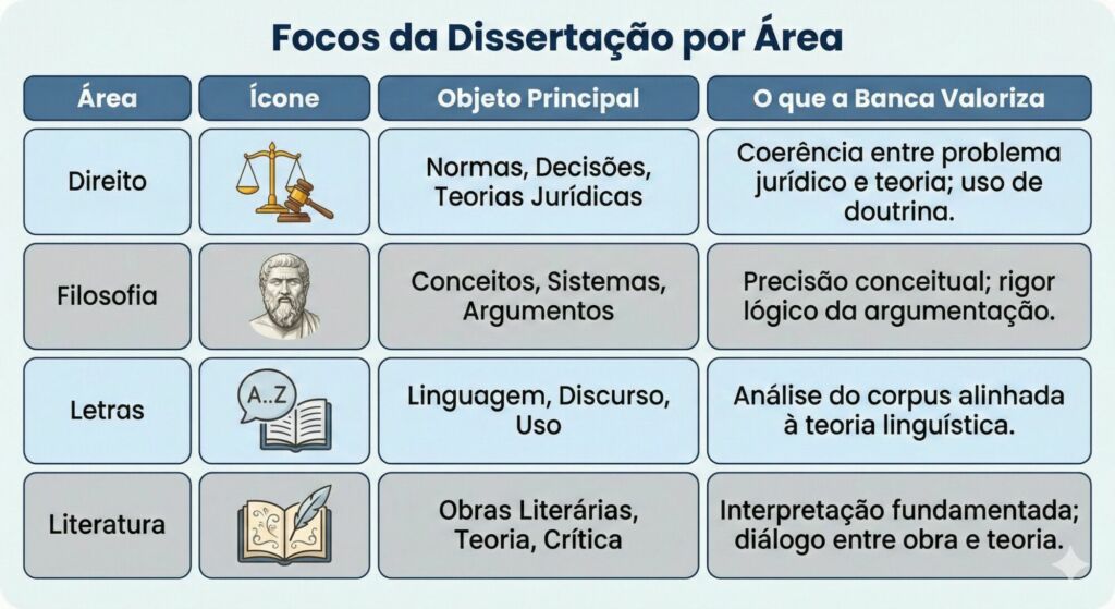 Tabela Comparativa: Focos da Pesquisa por Área
