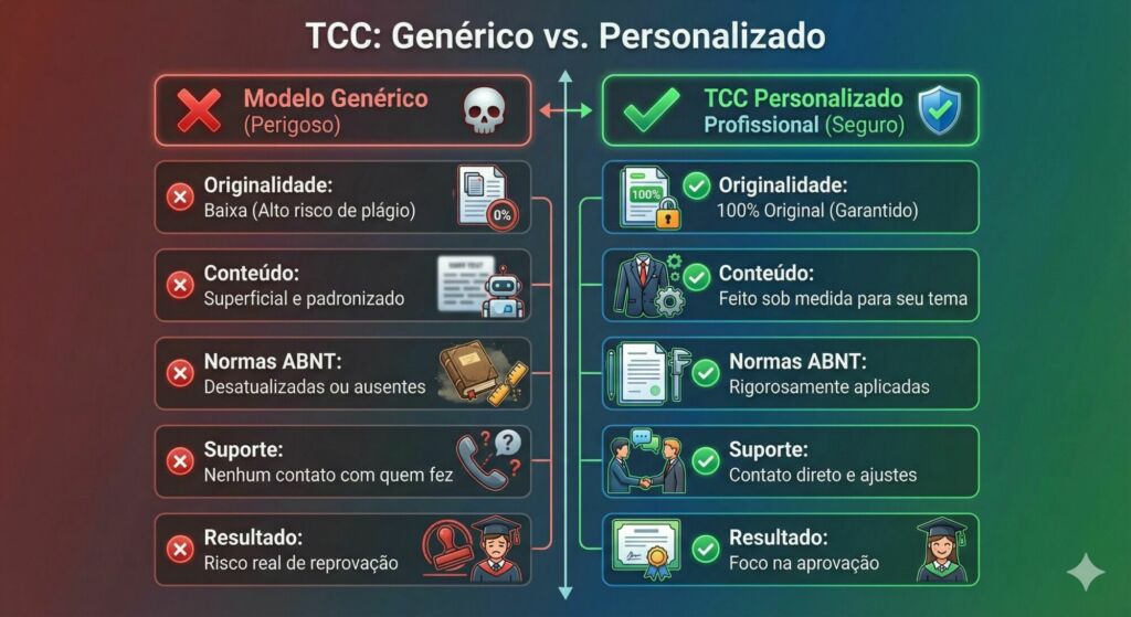 Diferença entre modelo genérico e TCC personalizado.