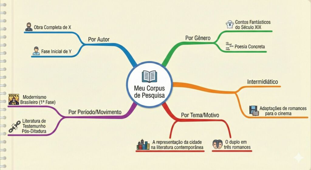Mapa Mental: "Construindo o Corpus Literário da Dissertação de Mestrado"