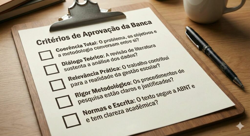 Checklist Visual: "Critérios de Aprovação da Banca"