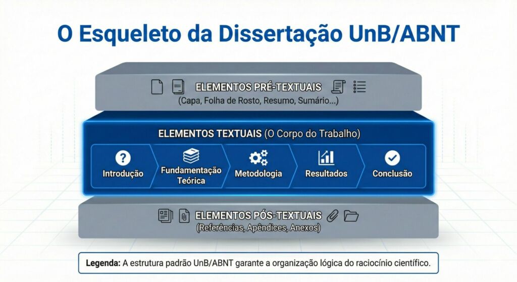 Diagrama Estrutural Empilhado: O Esqueleto da Dissertação UnB/ABNT